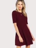 Shein Fit And Flare Ribbed Dress