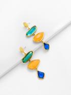 Shein Color Block Faux Diamond Drop Earrings