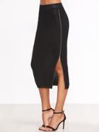 Shein Black Knit Zipper Trim Skirt