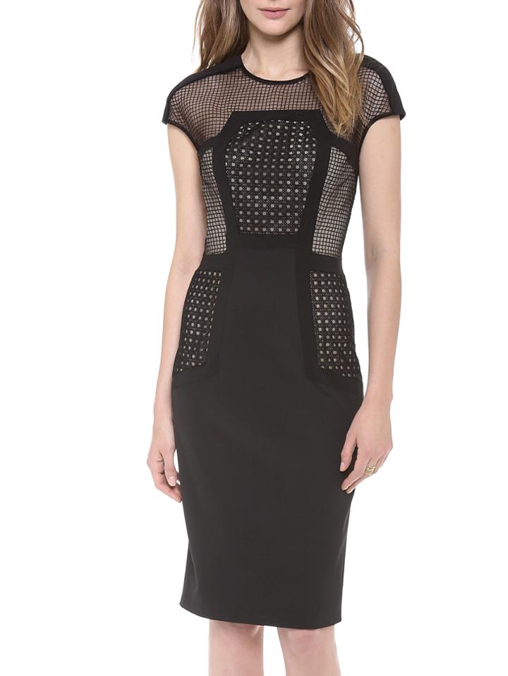 Shein Black Round Neck Short Sleeve Hollow Dress