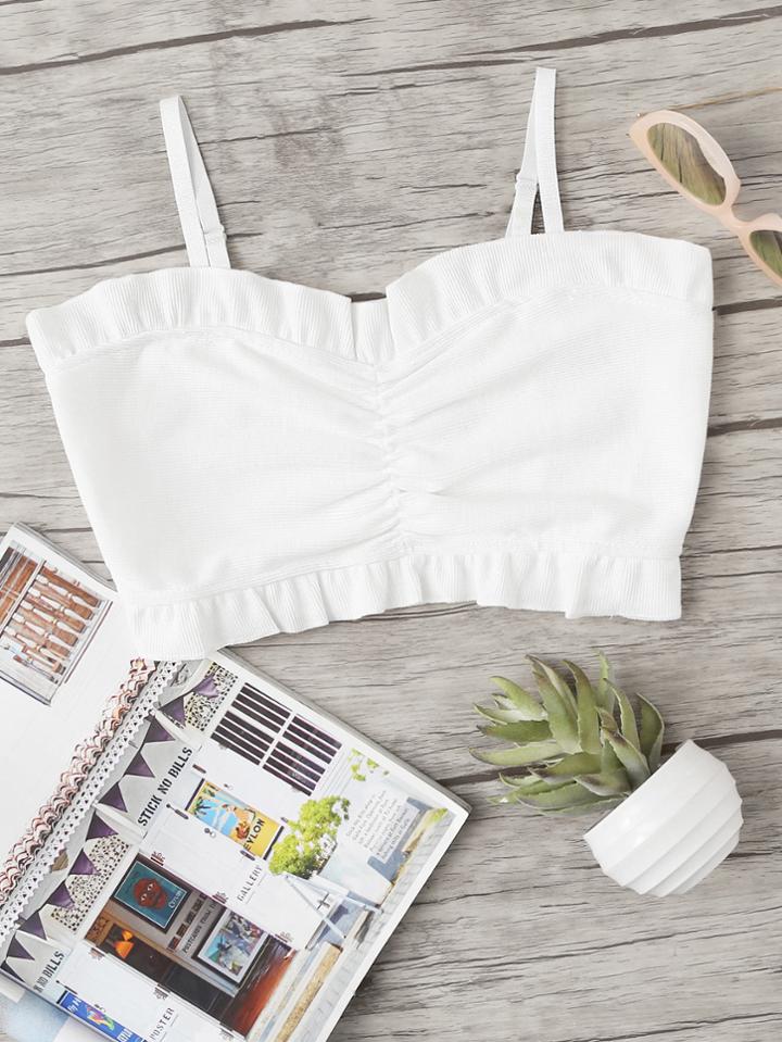 Shein Ruffle Trim Crop Cami Top