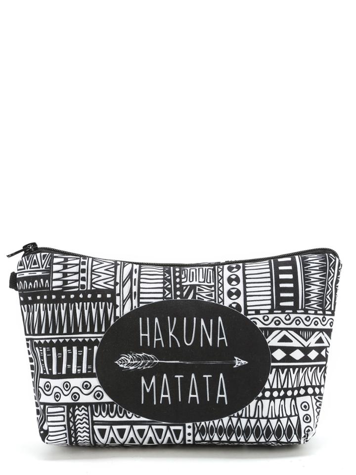 Shein Arrow & Geometric Print Makeup Bag