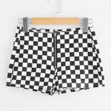 Shein Zip Front Check Plaid Shorts