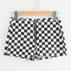 Shein Zip Front Check Plaid Shorts