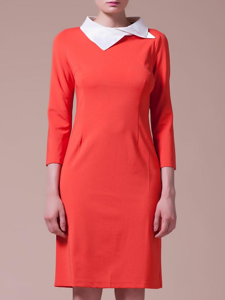 Shein Orange Asymmetric Neck Sheath Dress