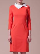 Shein Orange Asymmetric Neck Sheath Dress