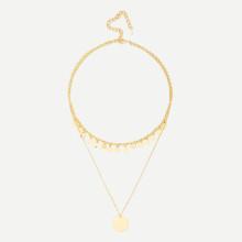 Shein Round Pendant Link Necklace With Charm