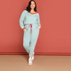 Shein Plus Drawstring Waist Striped Jumpsuit