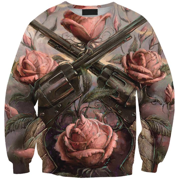 Shein 3d Digital Printing Vintage Musket Rose Hedging Sweatshirts