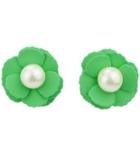 Shein Green Bead Flower Stud Earrings
