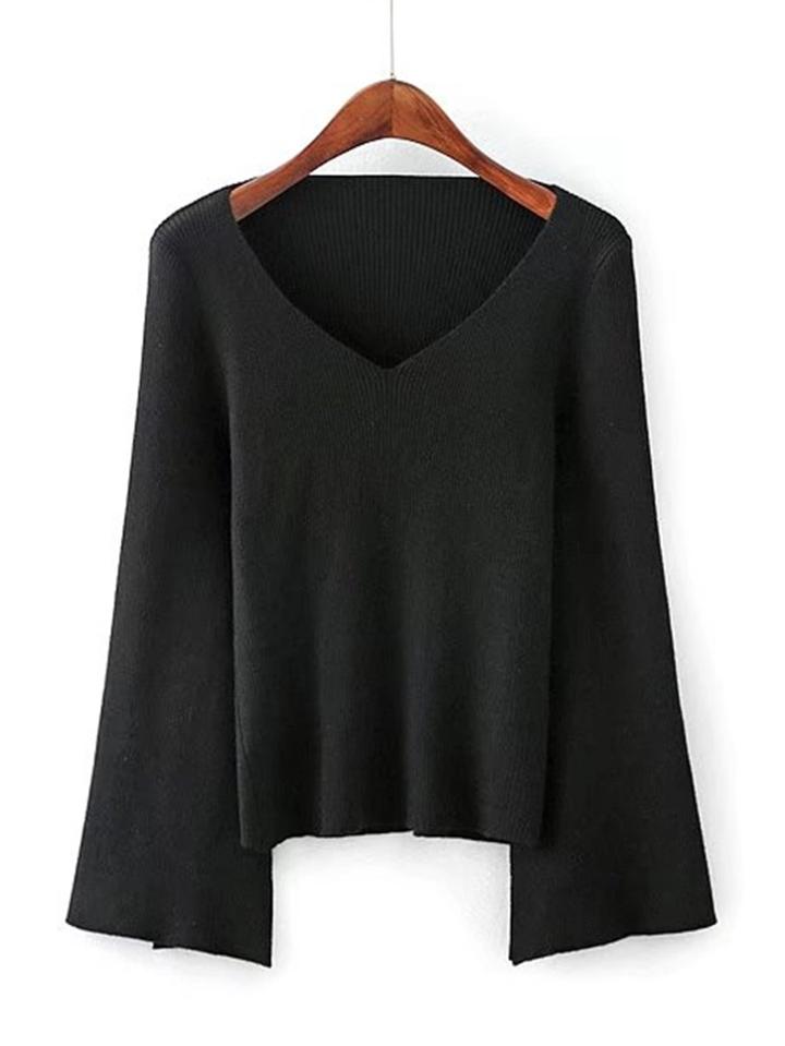 Shein Slit Sleeve V Neckline Knitwear