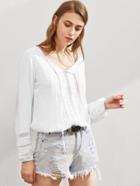 Shein Contrast Lace Hollow Out Top