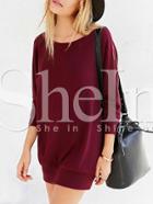 Shein Wine Red Long Sleeve Inch Casual Dress