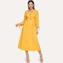 Shein Knot Cuff Boxed Pleated Dress