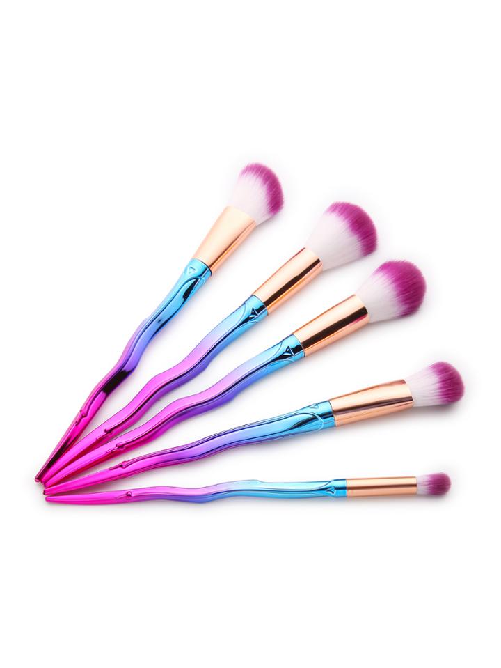 Shein Ombre Asymmetrical Handle Makeup Brush Set