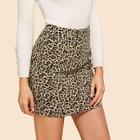 Shein Leopard Print Denim Skirt