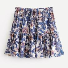 Shein Baroque Print Frill Trim Skirt