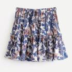 Shein Baroque Print Frill Trim Skirt