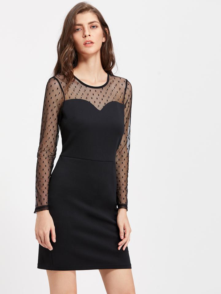 Shein Dobby Mesh Sweetheart Bodycon Dress