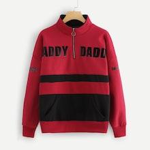 Shein Drop Shoulder Block Stripe Letter Sweatshirt