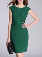 Shein Green Contrast Lace Sheath Dress
