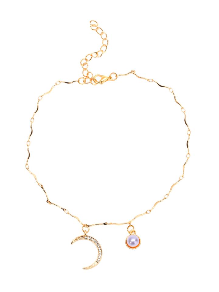 Shein Gold Moon Shaped Pendant Necklace