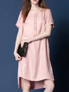 Shein Pink Pockets High Low Dress