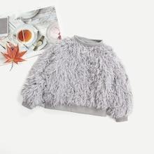 Shein Toddler Girls Faux Fur Solid Teddy Sweatshirt