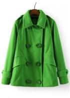 Rosewe Laconic Green Turndown Collar Double Breasted Woman Coat