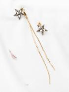 Shein Black Star Stud Earrings With Chain