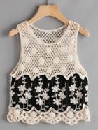 Shein Hollow Out Crochet Chevron Hem Tank Top