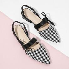 Shein Pointed Toe Bow Slingbacks Flats