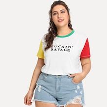 Shein Plus Cut And Sew Letter Tee