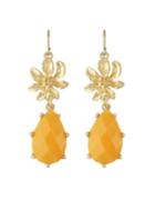 Shein Yellow Gemstone Flower Drop Earrings
