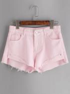 Shein Pink Raw Hem Denim Shorts