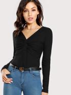 Shein Twist Plunge Neck Top