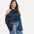 Shein Plus Twist Front Cutout Halter Solid Top