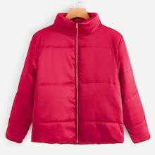 Shein Plus Zip Up Solid Padded Coat