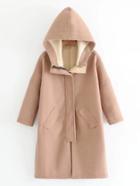 Shein Seam Detail Hooded Wool Blend Coat