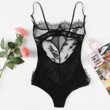 Shein Eyelash Lace & Mesh Teddy