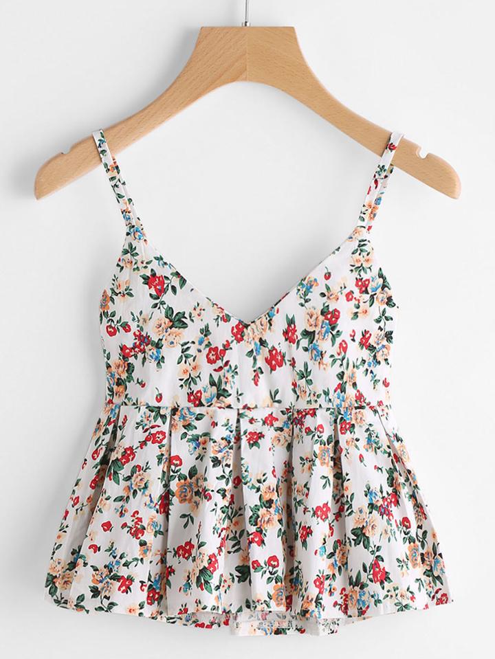 Shein Ditsy Print Peplum Cami Top