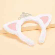 Shein Girls Crown & Ear Detail Fluffy Headband