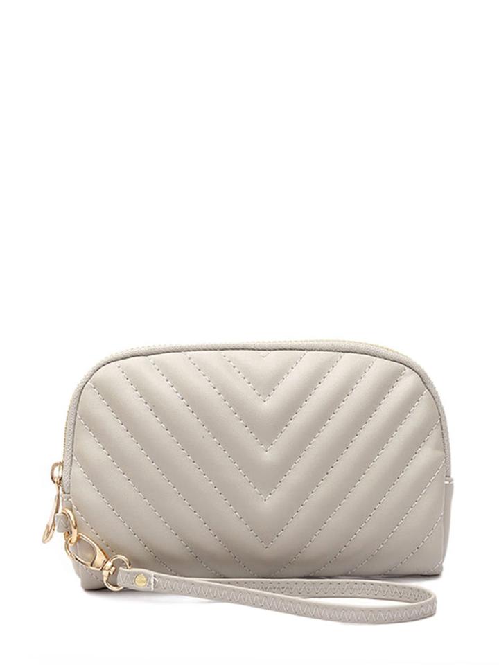 Shein Chevron Stitch Pu Clutch Bag