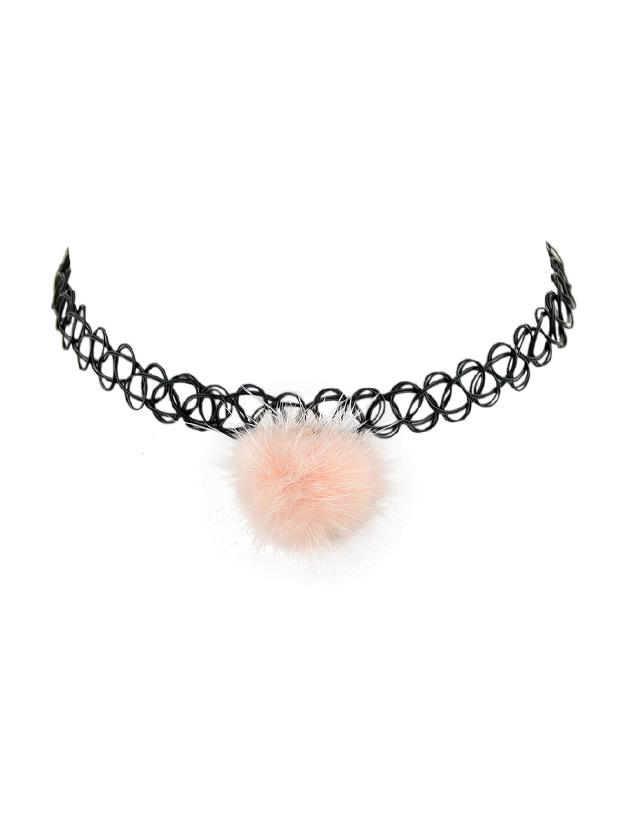 Shein Pink Tattoo Choker Ball Charm Choker Necklace