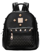 Shein Black Zipper Studded Pu Backpack
