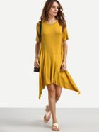 Shein Yellow Asymmetric Hem Shift Dress