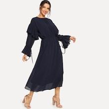 Shein Ruffle Flounce Sleeve Drawstring Waist Dress