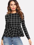 Shein Grid Peplum Top