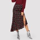Shein Asymmetrical Ruffle Hem Chain Print Skirt
