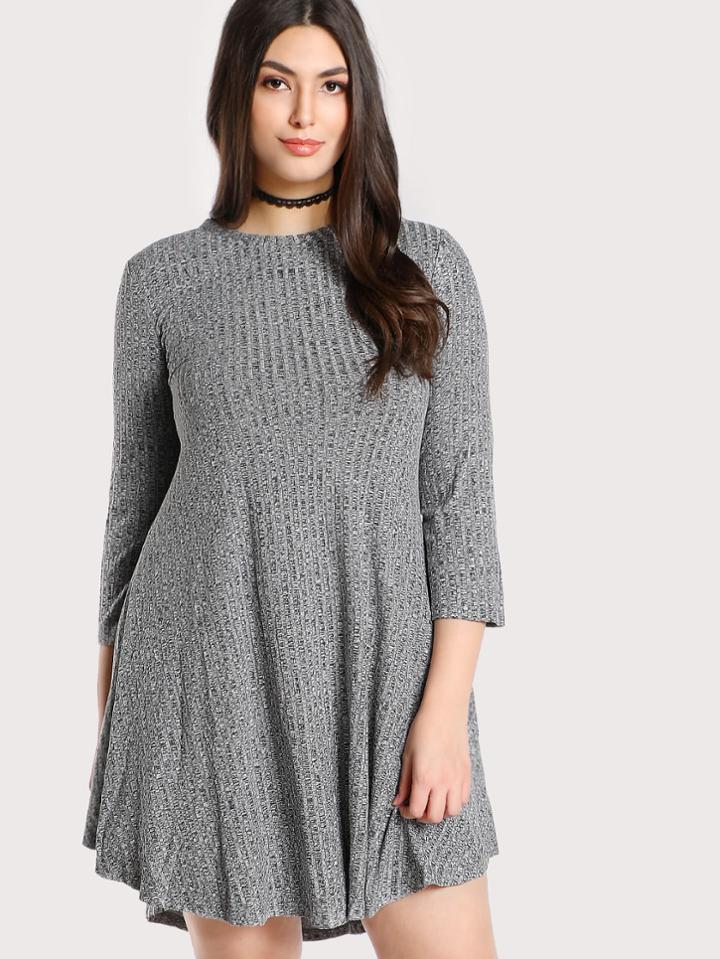 Shein Marled Rib Knit Swing Tee Dress
